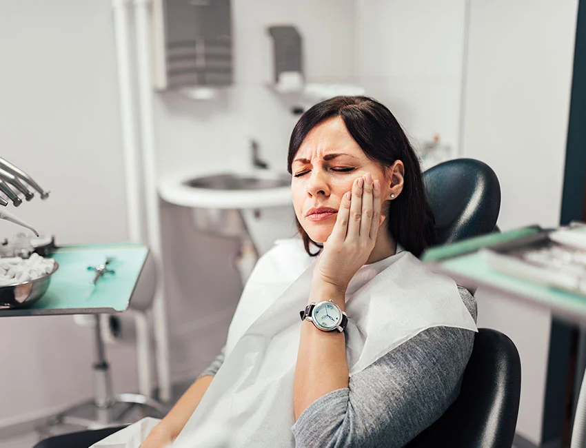 Patient with toothache at urgent dental care in Canyon Country, CA